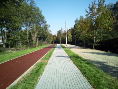Zdjęcie przedstawiające nowy chodnik i ścieżkę rowerową.